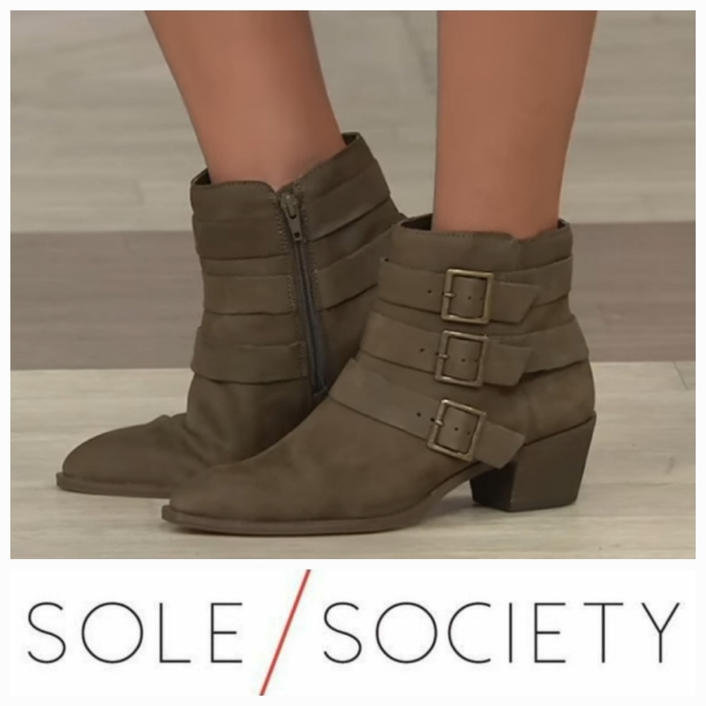 Western Chic Sole Society Buckled Suede Booties